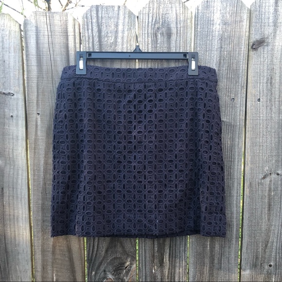 J. Crew Navy Eyelet Skirt 📍 - Picture 2 of 4